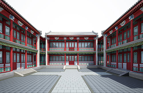 阿拉尔北京四合院设计古建筑鸟瞰图展示